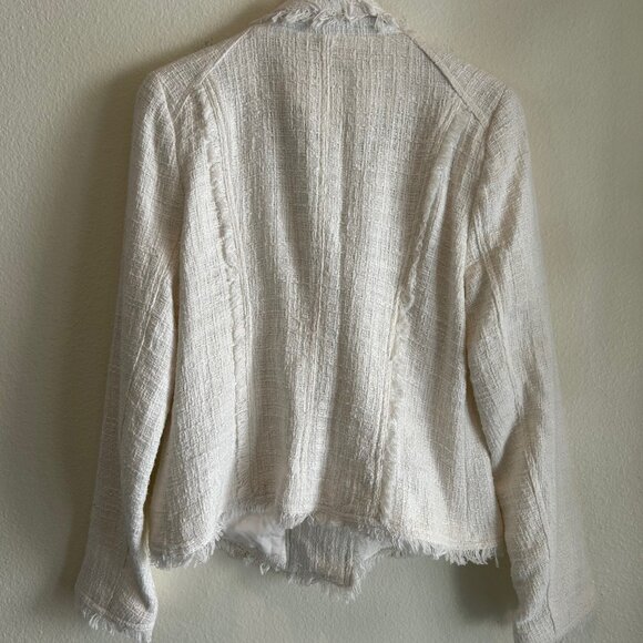 Carolina Belle Montreal Jacket SZL Tweed White Fringe Moto Jacket Blazer NWT - Picture 5 of 12